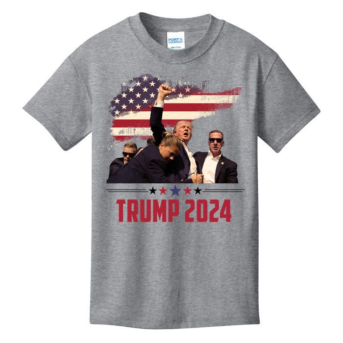 Donald Trump Usa Flag Fist Fight Election 2024 Kids T-Shirt