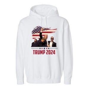 Donald Trump Usa Flag Fist Fight Election 2024 Garment-Dyed Fleece Hoodie