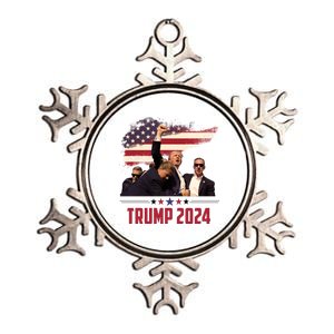 Donald Trump Usa Flag Fist Fight Election 2024 Metallic Star Ornament