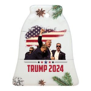 Donald Trump Usa Flag Fist Fight Election 2024 Ceramic Bell Ornament