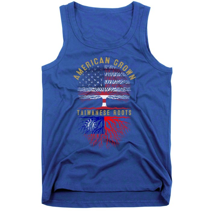 Distressed Tree Usa Flag American Grown Taiwanese Roots Gift Tank Top