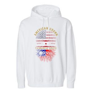 Distressed Tree Usa Flag American Grown Taiwanese Roots Gift Garment-Dyed Fleece Hoodie