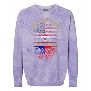 Distressed Tree Usa Flag American Grown Taiwanese Roots Gift Colorblast Crewneck Sweatshirt