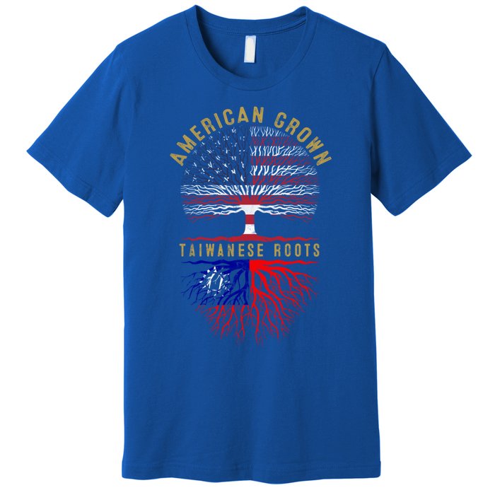 Distressed Tree Usa Flag American Grown Taiwanese Roots Gift Premium T-Shirt