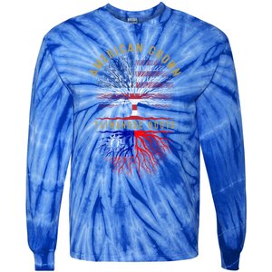 Distressed Tree Usa Flag American Grown Taiwanese Roots Gift Tie-Dye Long Sleeve Shirt