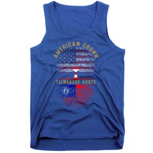 Distressed Tree Usa Flag American Grown Taiwanese Roots Gift Tank Top