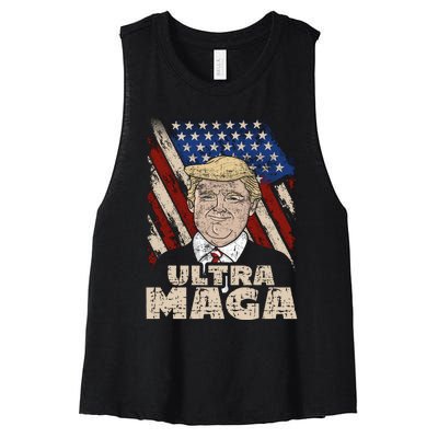 Donald Trump Ultra Maga Women's Racerback Cropped Tank