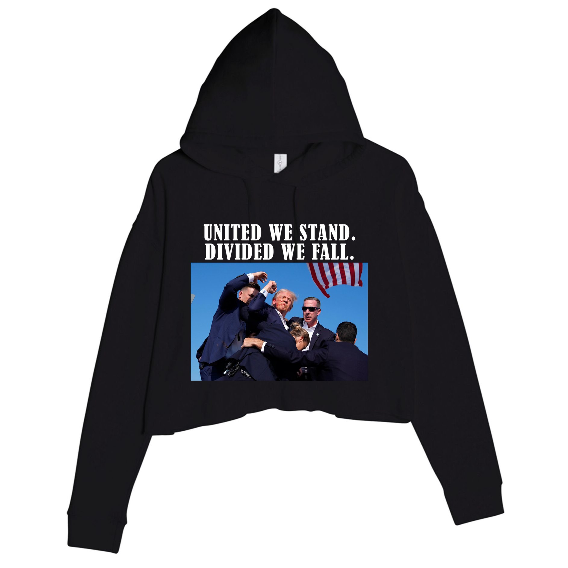 Donald Trump United We Stand Dived We Fall Crop Fleece Hoodie