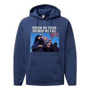 Donald Trump United We Stand Dived We Fall Performance Fleece Hoodie