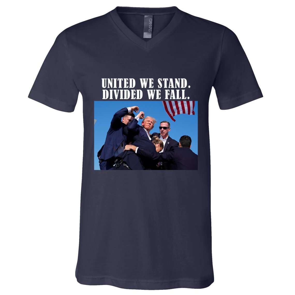 Donald Trump United We Stand Dived We Fall V-Neck T-Shirt