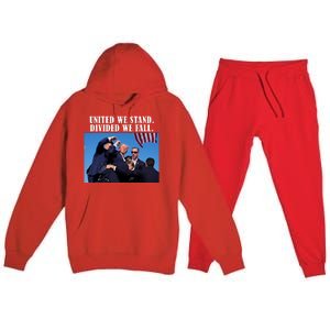 Donald Trump United We Stand Dived We Fall Premium Hooded Sweatsuit Set