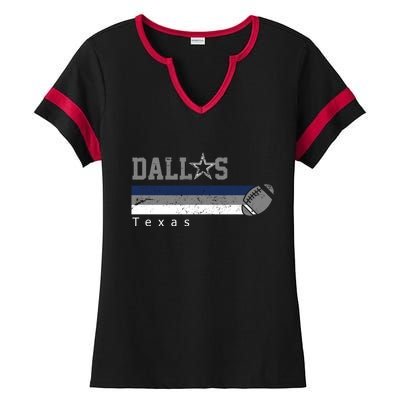 Dallas Texas Vintage Retro Football Ladies Halftime Notch Neck Tee