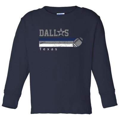 Dallas Texas Vintage Retro Football Toddler Long Sleeve Shirt