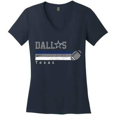 Dallas Texas Vintage Retro Football Women's V-Neck T-Shirt