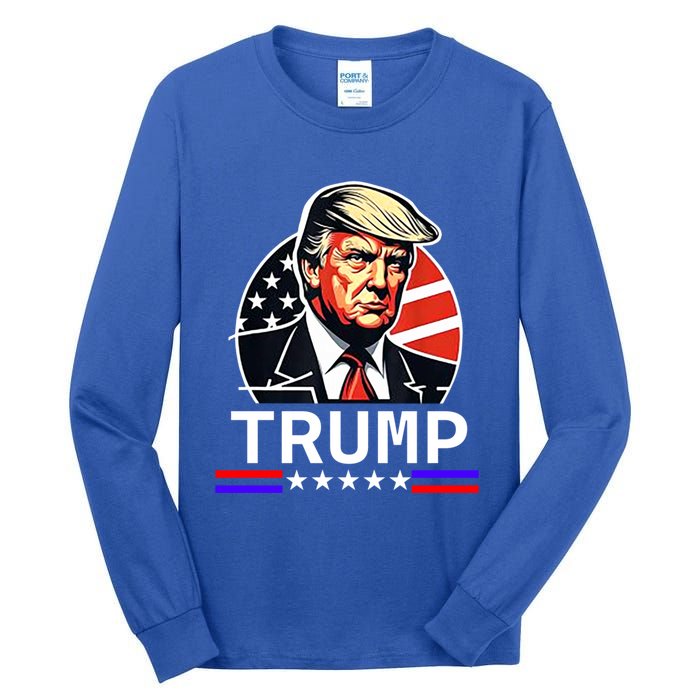 Donald Trump Vintage American Flag Trump Great Gift Tall Long Sleeve T-Shirt