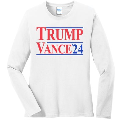 Donald Trump Vance 2024 Retro Stripe Trump Vance Ladies Long Sleeve Shirt