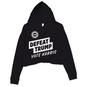 Defeat Trump Vote Harris Crop Fleece Hoodie