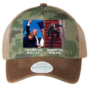 Donald Trump Vs Bullet Biden Vs Stairs Funny Trump Historic Legacy Tie Dye Trucker Hat