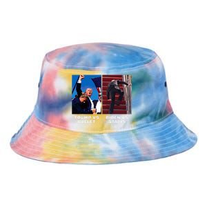 Donald Trump Vs Bullet Biden Vs Stairs Funny Trump Historic Tie Dye Newport Bucket Hat