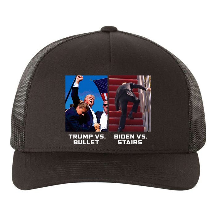 Donald Trump Vs Bullet Biden Vs Stairs Funny Trump Historic Yupoong Adult 5-Panel Trucker Hat