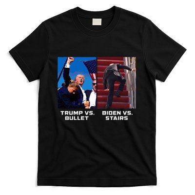 Donald Trump Vs Bullet Biden Vs Stairs Funny Trump Historic T-Shirt