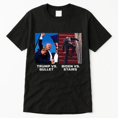 Donald Trump Vs Bullet Biden Vs Stairs Funny Trump Historic Tall T-Shirt