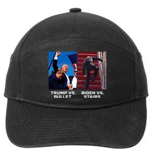 Donald Trump Vs Bullet Biden Vs Stairs Funny Trump Historic 7-Panel Snapback Hat