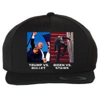 Donald Trump Vs Bullet Biden Vs Stairs Funny Trump Historic Wool Snapback Cap