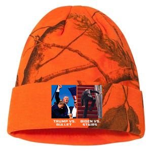 Donald Trump Vs Bullet Biden Vs Stairs Funny Trump Historic Kati Licensed 12" Camo Beanie