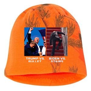 Donald Trump Vs Bullet Biden Vs Stairs Funny Trump Historic Kati - Camo Knit Beanie