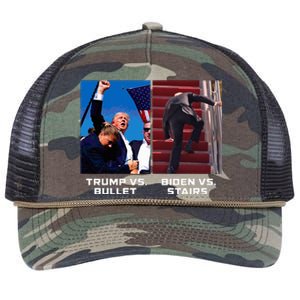 Donald Trump Vs Bullet Biden Vs Stairs Funny Trump Historic Retro Rope Trucker Hat Cap