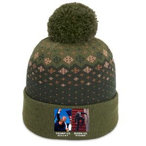 Donald Trump Vs Bullet Biden Vs Stairs Funny Trump Historic The Baniff Cuffed Pom Beanie