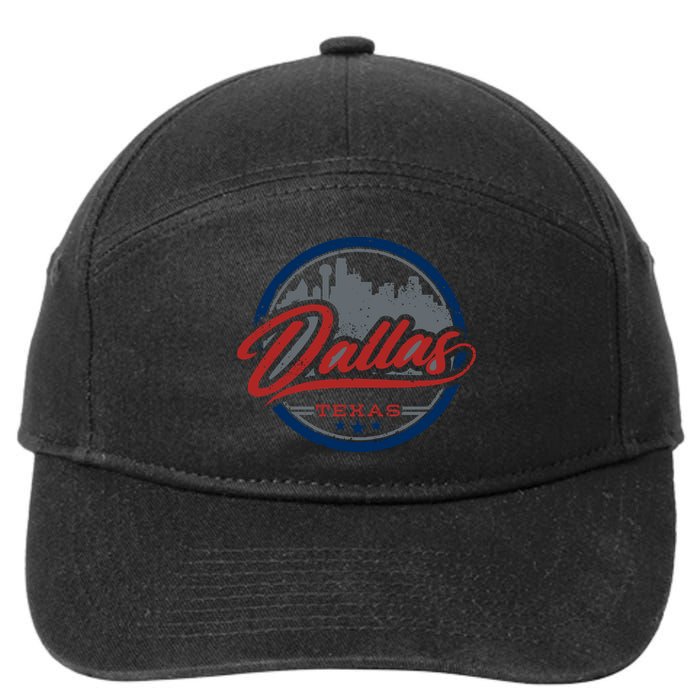 Dallas Texas Vintage Travel Stamp 7-Panel Snapback Hat