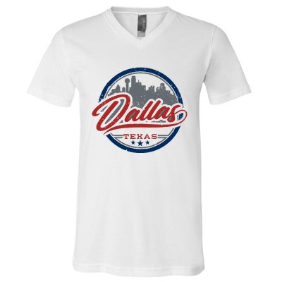 Dallas Texas Vintage Travel Stamp V-Neck T-Shirt