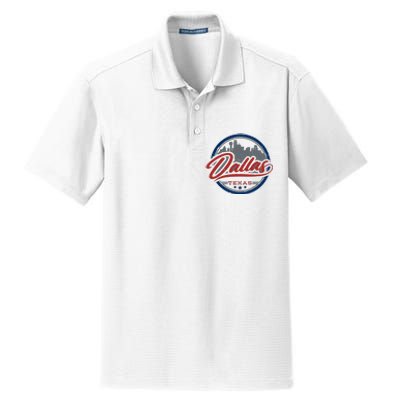 Dallas Texas Vintage Travel Stamp Dry Zone Grid Polo