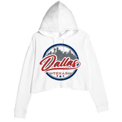 Dallas Texas Vintage Travel Stamp Crop Fleece Hoodie
