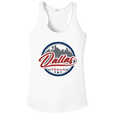 Dallas Texas Vintage Travel Stamp Ladies PosiCharge Competitor Racerback Tank