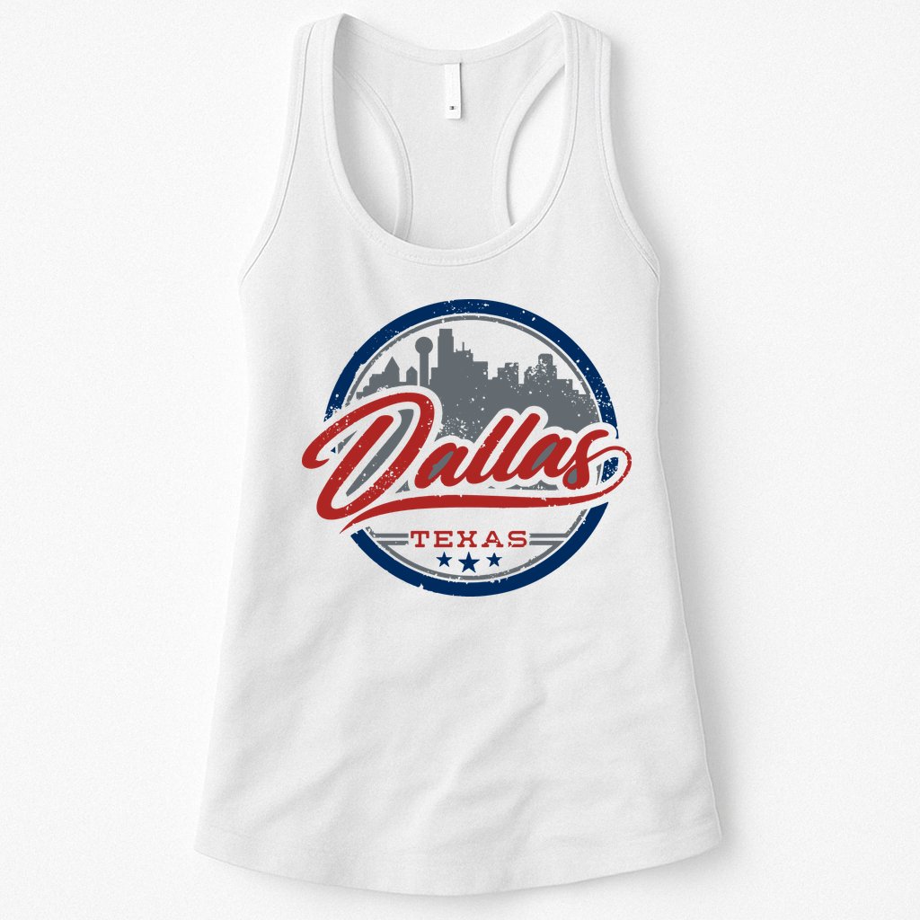 Dallas Texas Vintage Travel Stamp Womens Tank Top