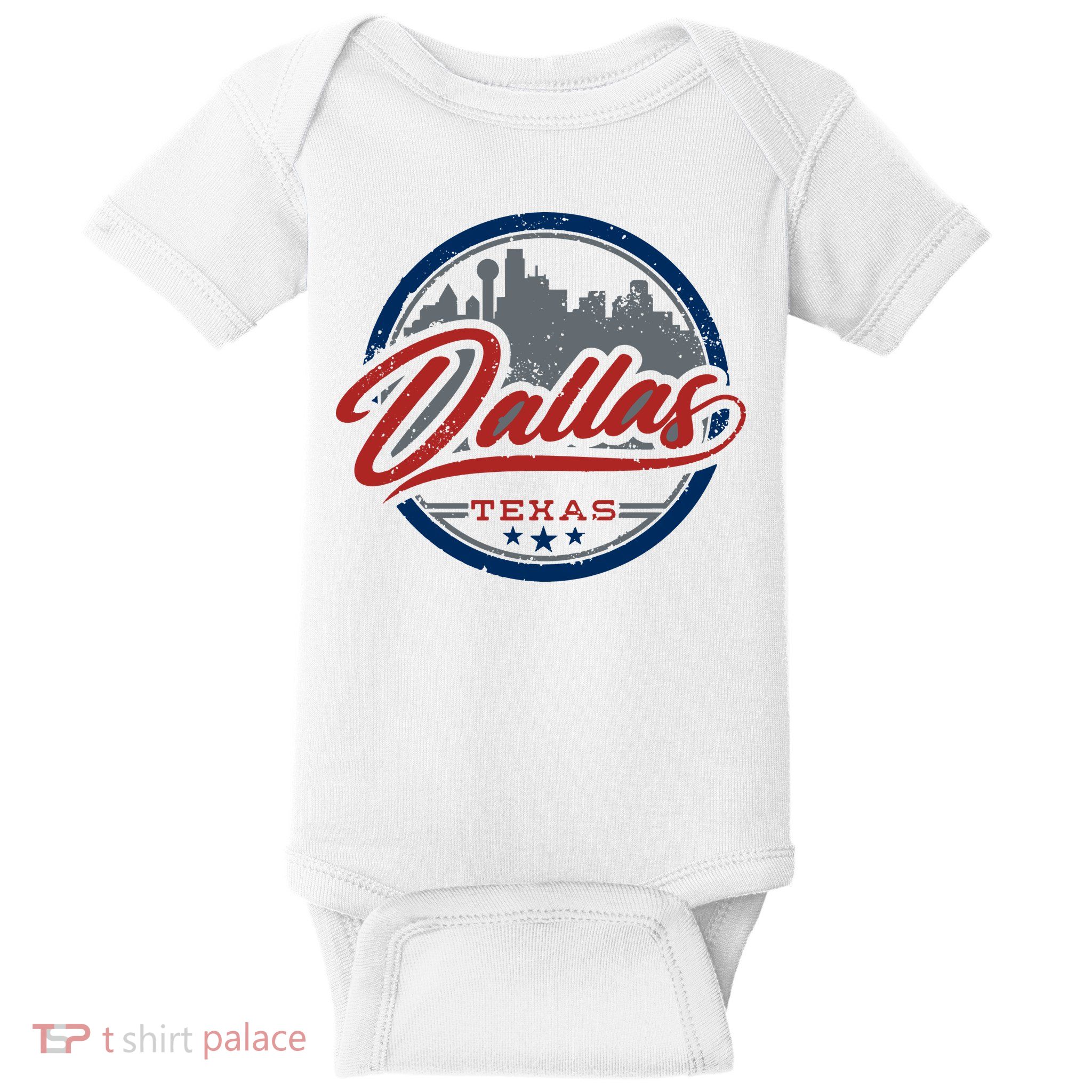 Dallas Texas Vintage Travel Stamp Baby Bodysuit