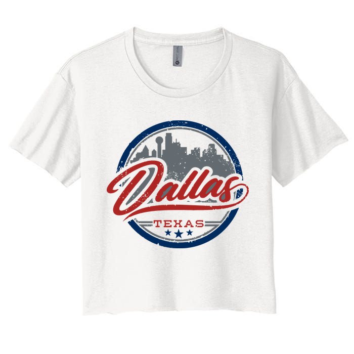 Dallas Texas Vintage Travel Stamp Women's Crop Top Tee