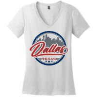 Dallas Texas Vintage Travel Stamp Women's V-Neck T-Shirt