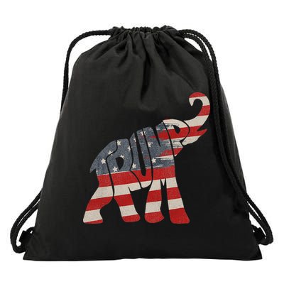 Donald Trump Vintage Republican Elephant USA Flag Drawstring Bag