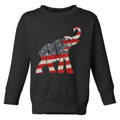 Donald Trump Vintage Republican Elephant USA Flag Toddler Sweatshirt