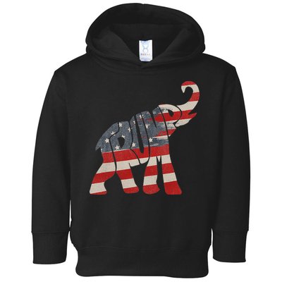 Donald Trump Vintage Republican Elephant USA Flag Toddler Hoodie