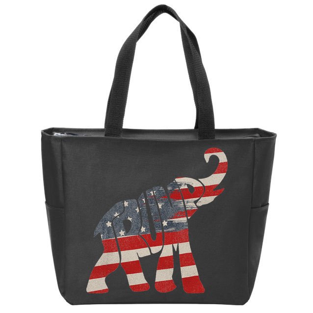 Donald Trump Vintage Republican Elephant USA Flag Zip Tote Bag