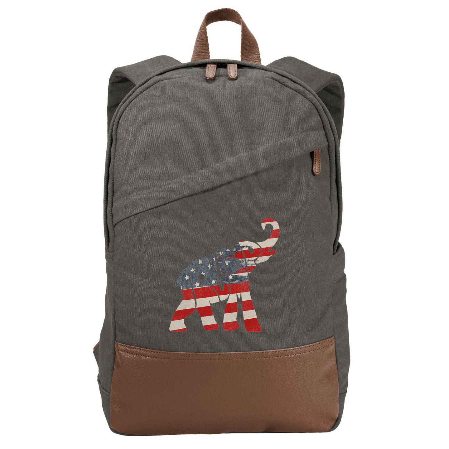 Donald Trump Vintage Republican Elephant USA Flag Cotton Canvas Backpack