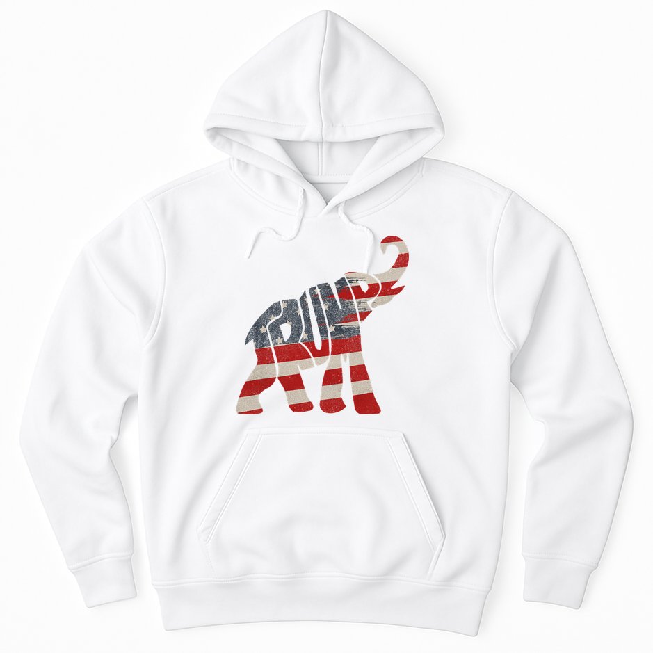 Donald Trump Vintage Republican Elephant USA Flag Hoodie