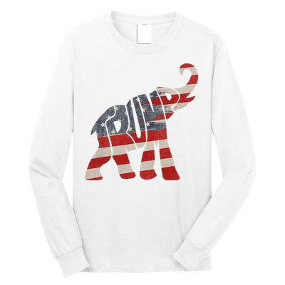 Donald Trump Vintage Republican Elephant USA Flag Long Sleeve Shirt