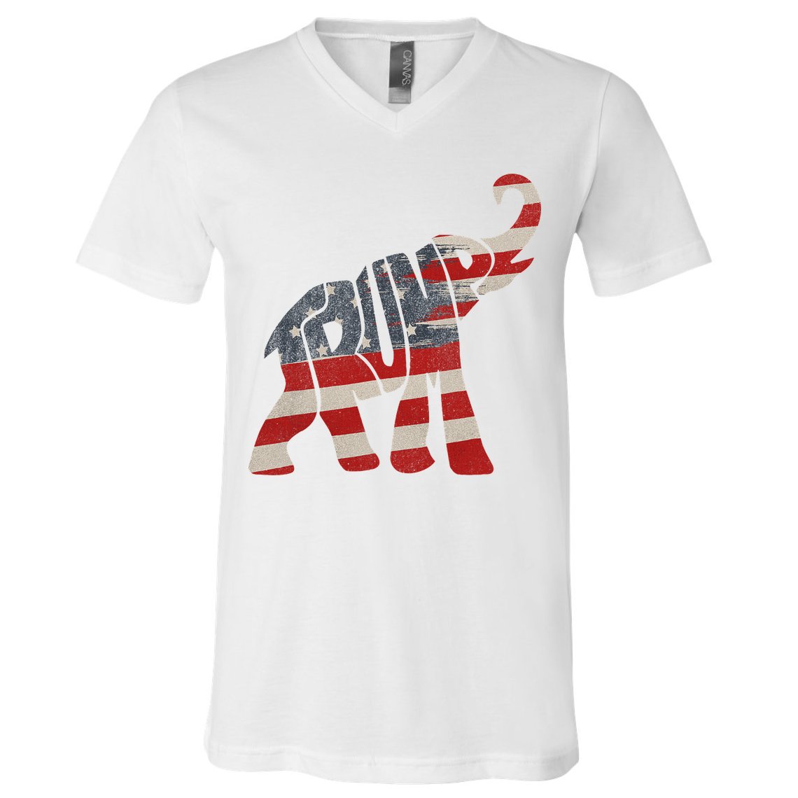 Donald Trump Vintage Republican Elephant USA Flag V-Neck T-Shirt