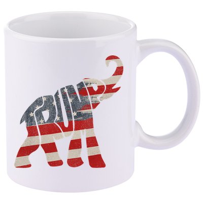 Donald Trump Vintage Republican Elephant USA Flag 11oz C Handle Ceramic Mug